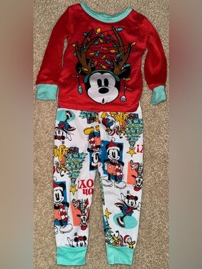 Disney Red & Teal Mickey Mouse Holiday Pajamas
